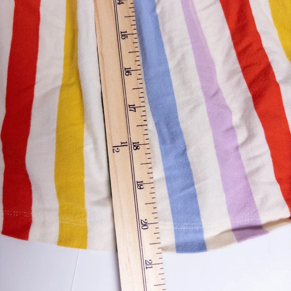 Hanna Andersson Dress Rainbow Stripe Pocket Keyhole Back Kids US 4